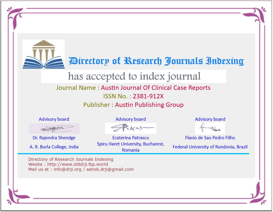 Austin Journal of Clinical Case Reports drji certificate