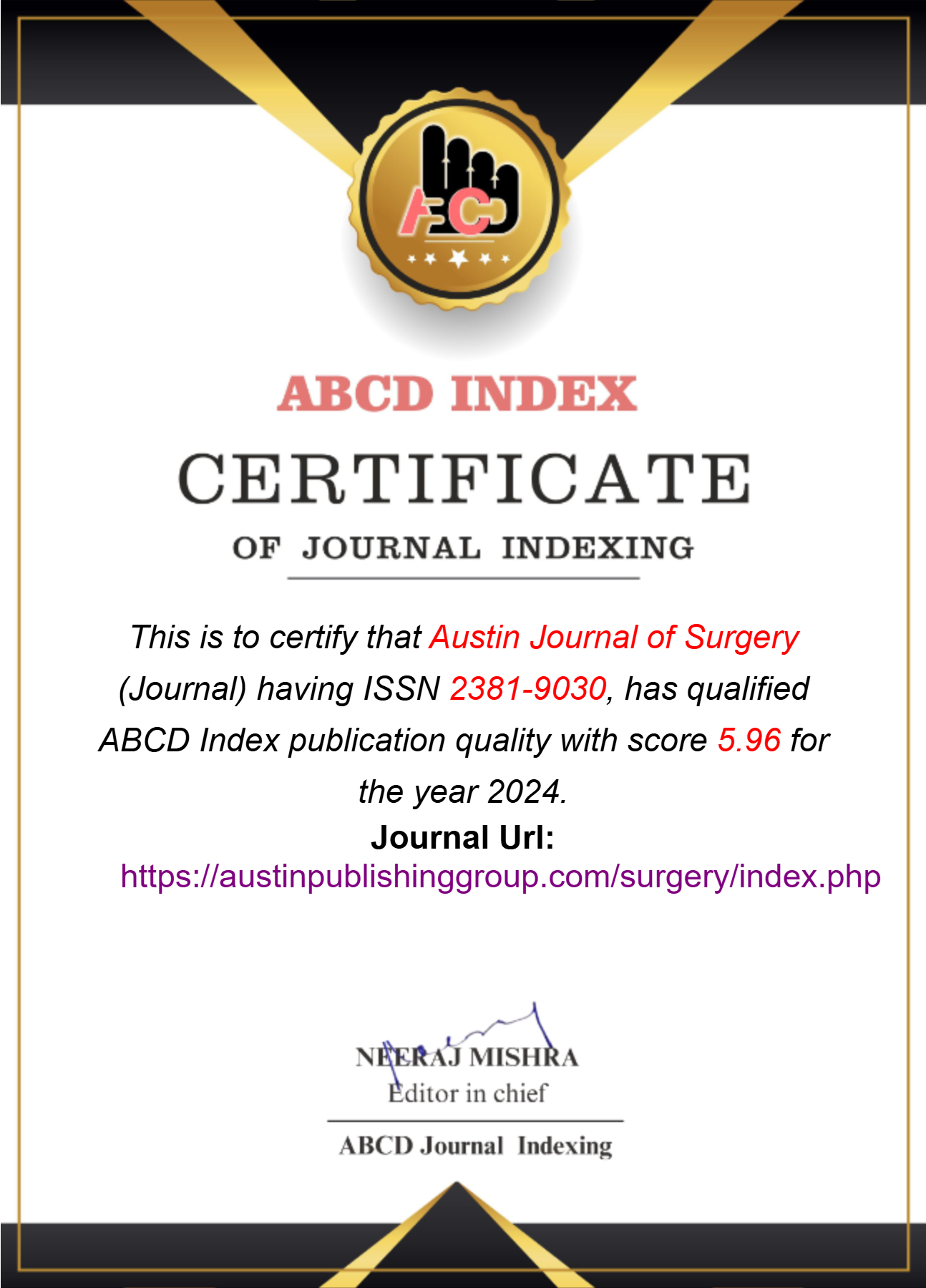 Austin Journal of Surgery ABCD certificate